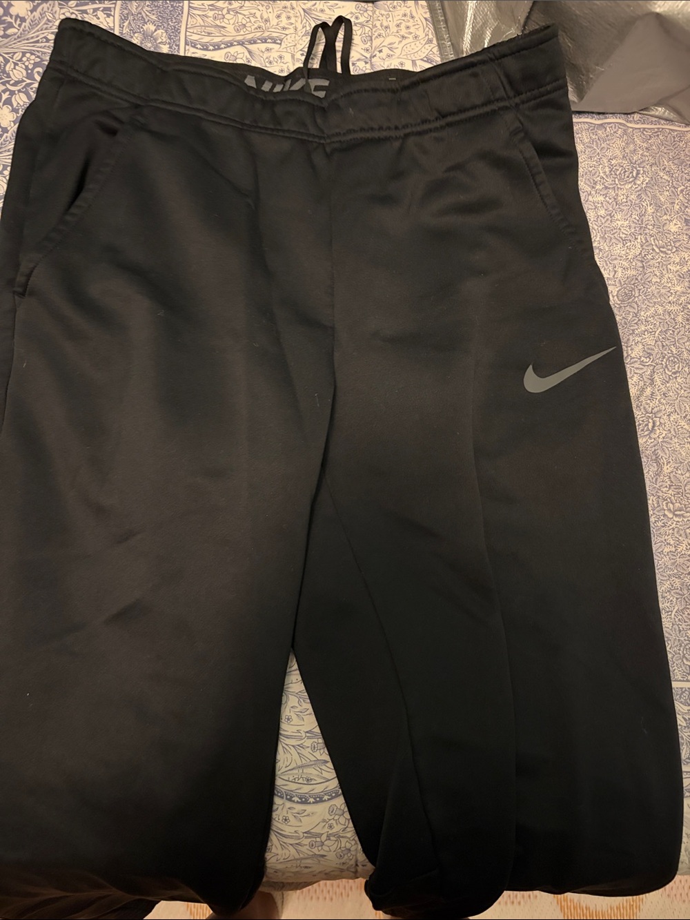 Nike Black Kids' Athletic Joggers with Grey Swoosh